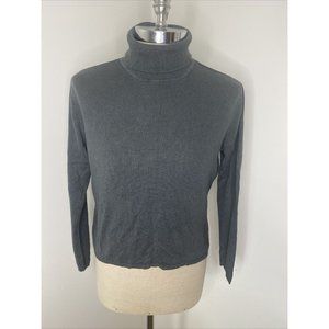 August Silk Cashmere Sweater turtleneck Dark Green Womens Size XL Minimalist